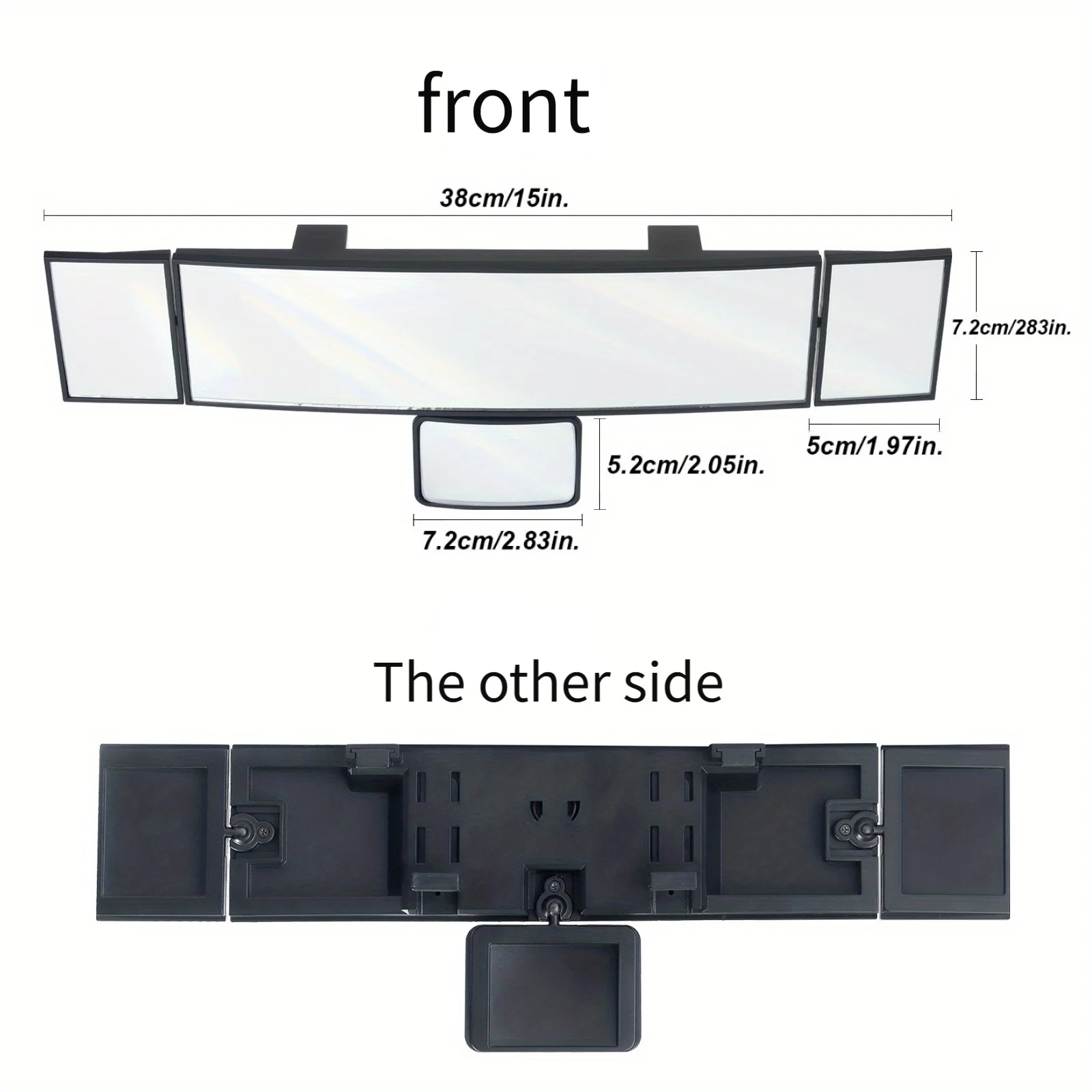 Quadruple Folding Car Mirror - Wide-Angle Vision, Swivel & Adjust for Safety, Convenience & Enhanced Visibility - Secure Lock