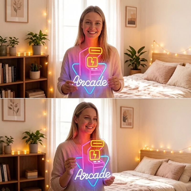 Arcade Neon Sign for Wall Decor with Dimmable LED Neon Light Signs for Bedroom Game Room Bar Man Cave Arcade Club Party Decor