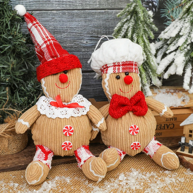 Gingerbread Man Doll Ornaments Christmas Tree Hanging Pendants Merry Christmas Decorations for Home Xmas New Year Scene Props