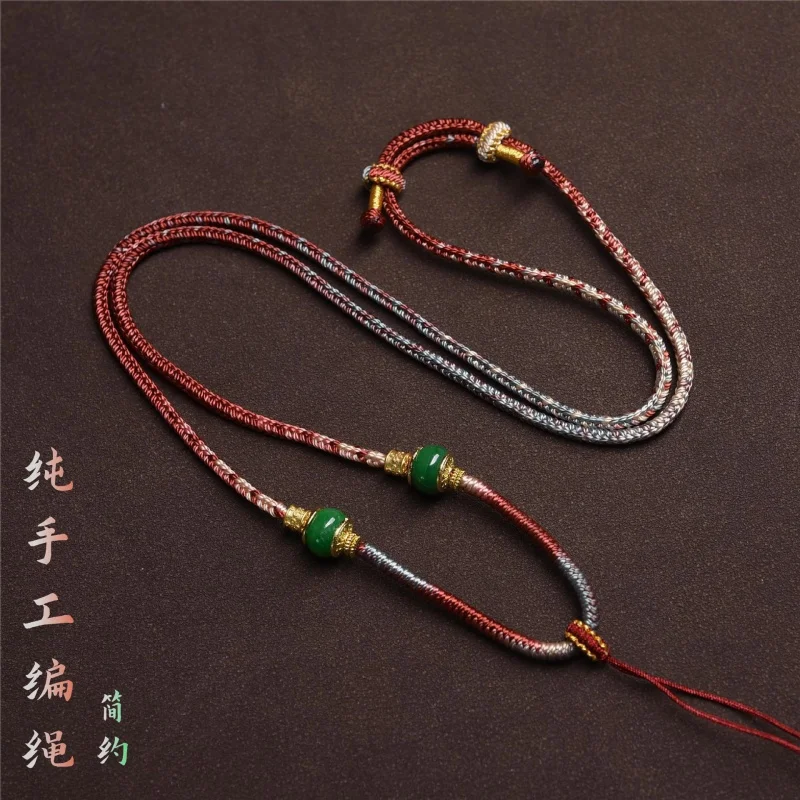 

High-End Handmade Braided Rope Thangka Necklace Rope Jadeite Jade Pendant Rope Beeswax Pendant Rope Colorful Braided Rope Clavic