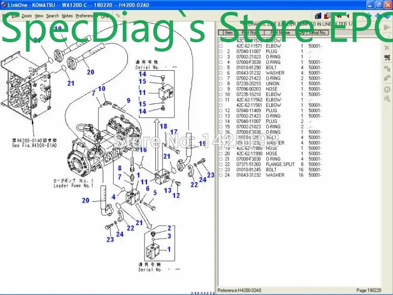 

Спекдиапазон для Konstrukcji Komatsu 2022, детали Cataogs