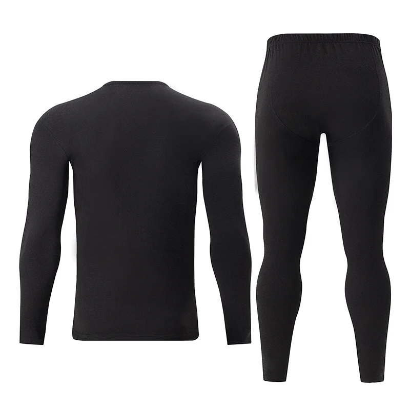 2-قطعة الخريف والشتاء الرجال حجم كبير 1xl-6XL ملابس اخلية حرارية مجموعة للرجال السمنة الأسود زائد الدهون بأكمام طويلة بلوزات وسراويل #3