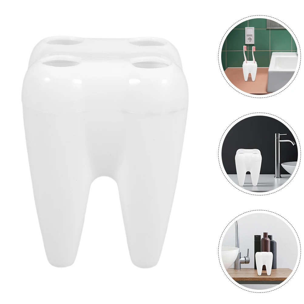 

Tooth Toothbrush Holder Cute Aesthetic Holders Bathroom Accessories for Square White Cartoon Child