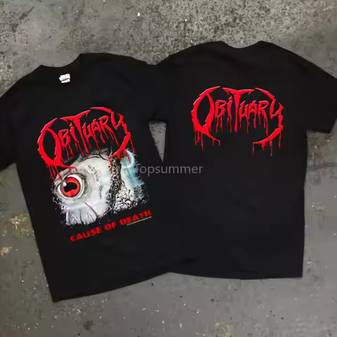 Vtg Obituary Cause Of Death 91 Shirt Canibal Corpse Death Suffocation Bolt New Men T Shirts Funny