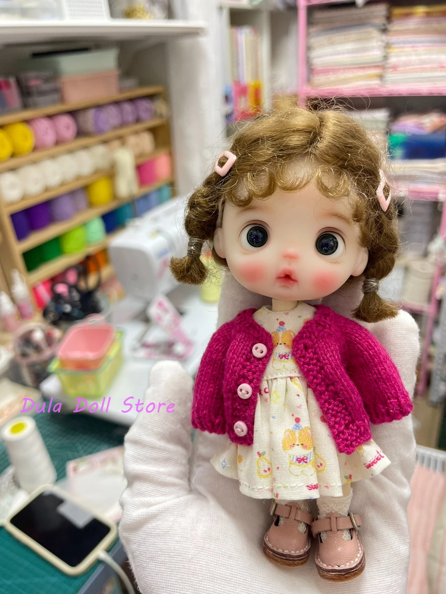 2026 Dula Doll Clothes Rose red knitted jacket set for ob11 GSC doll