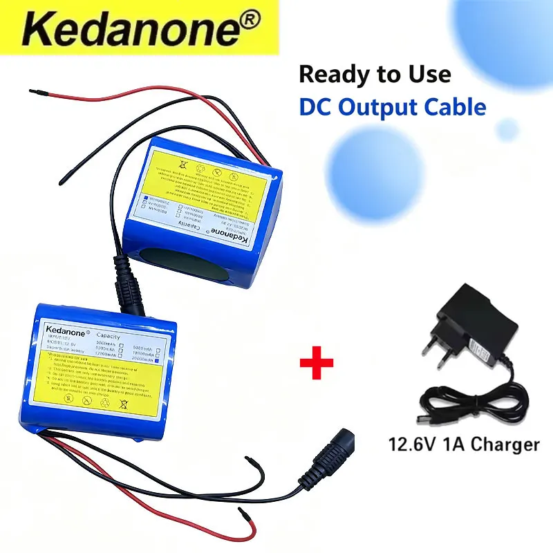 Batteria portatile ad alta capacità, modello 18650, 12V, 20000mAh, batterie ricaricabili agli ioni di litio per sistemi di monitoraggio, con scheda di protezione BMS e batterie al litio per