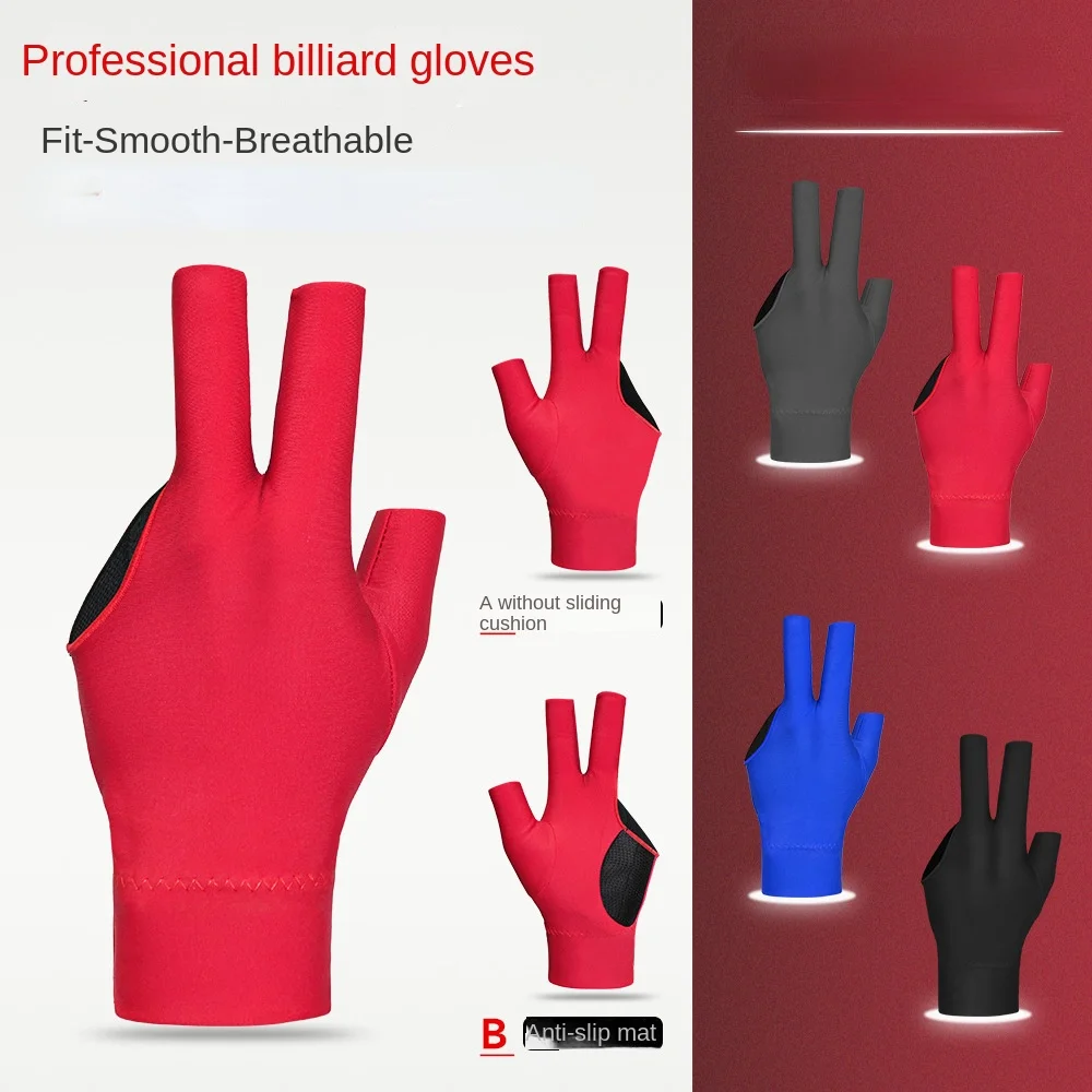 

1pair Billiards Glove Hand Three Finger Snooker Billiard Glove Non Slip Stickers Elasticity Billiard Training Gloves Accessories