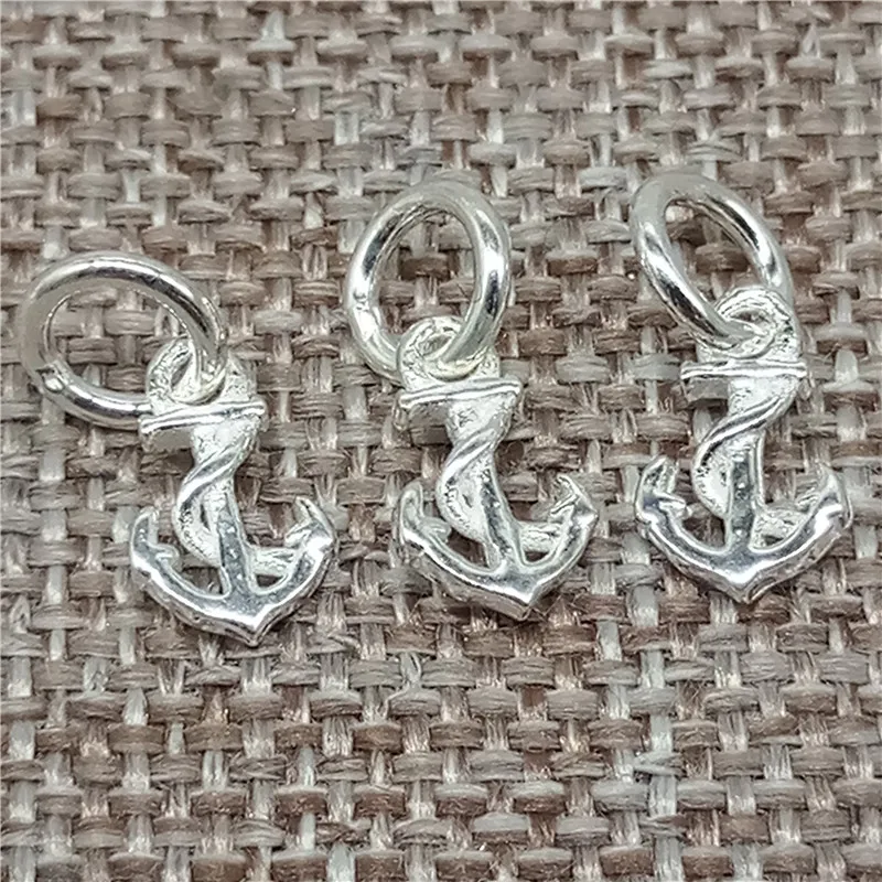 5 Pieces Tiny Anchor Charms Double Sided in 925 Sterling Silver for Bracelet and Necklace Making