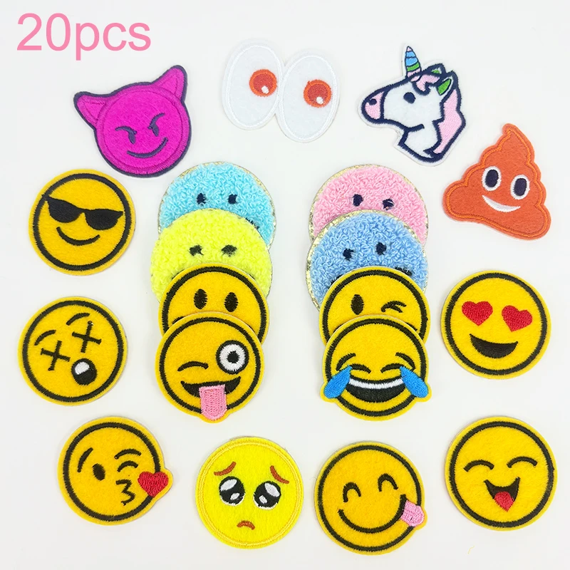 

4.5cm cartoon self-adhesive embroidery patch 20pcs clothing feature decorative patch holes repair back-to-school season giveawas