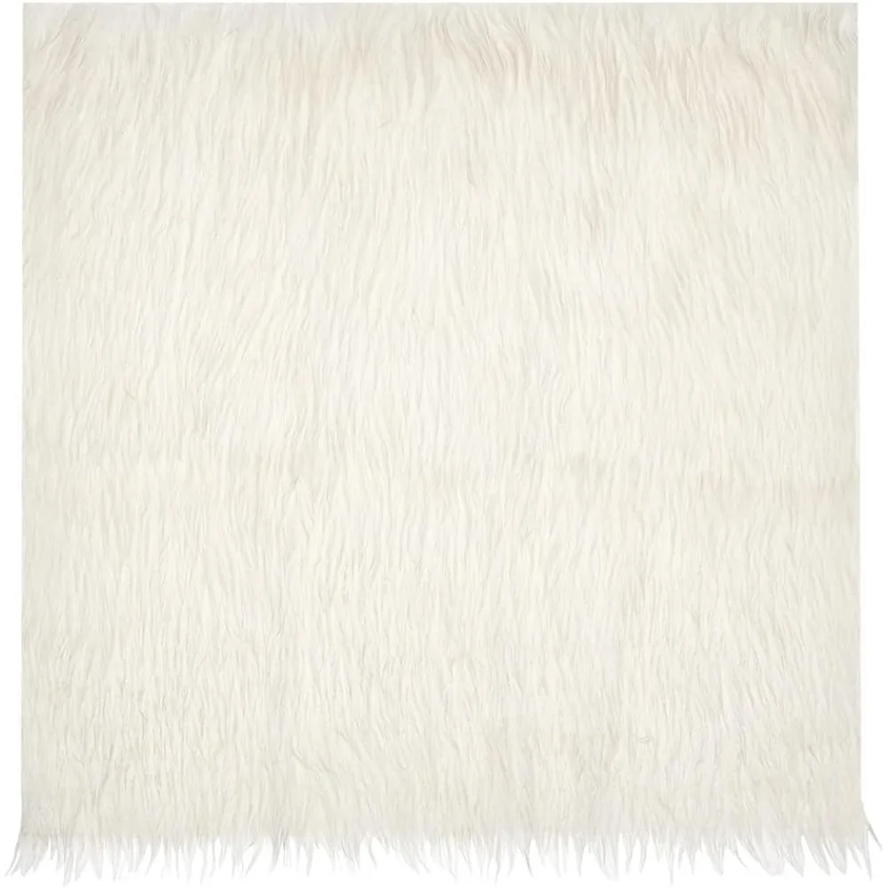 Beige Faux Fur Fabric 15.7x15.7 Inch, Soft Plush Shaggy Squares Pre-Cut Craft Fur Fabric for Costumes, Rugs, Pillows, Sewing