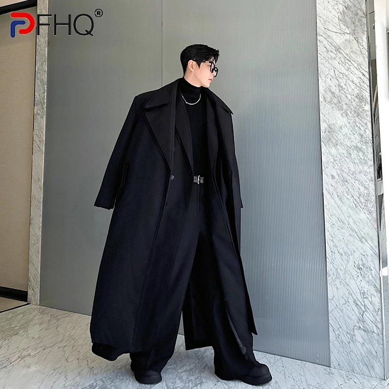 PFHQ 24autumn/winter Fashion Show Oversized Silhouette Thickened Long Style Buttonless Cotton Jacket Male Tops 21Z7502