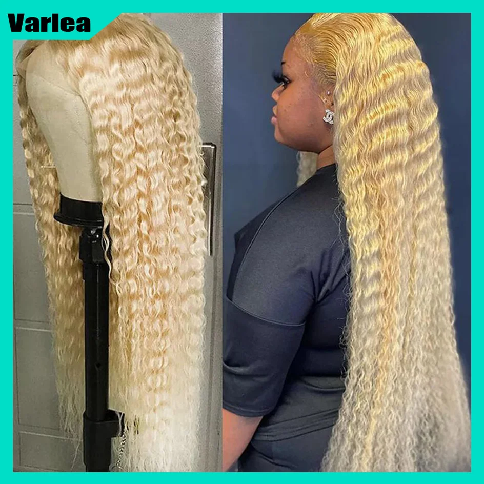 Varlea 613 peruca loira cabelo humano 30 Polegada onda profunda peruca dianteira do laço 13x6 encaracolado hd peruca do laço 13x4 cabelo humano onda de água mel loira