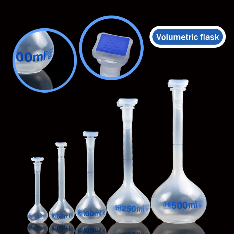 50ml/100ml/250ml/500ml 1pcs Volumetric Flask Polypropylene with One Graduation Measuring Flask Graduated Bottle For Chemical Tes