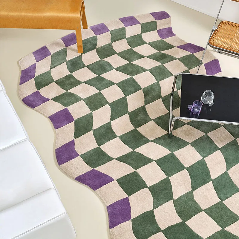 

Special-shaped Rugs for Bedroom Abstract Design Carpets for Living Room Art Checkerboard Cloakroom Carpet Large Area Lounge Rug