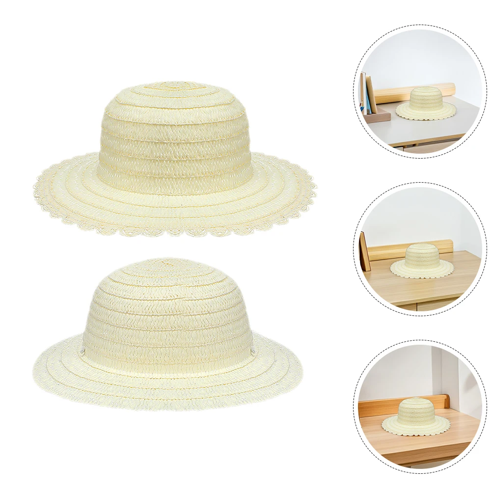 

4 Pcs Children's Blank Straw Hat Art Painting Hats Decorative Cap Dancing Party Boy