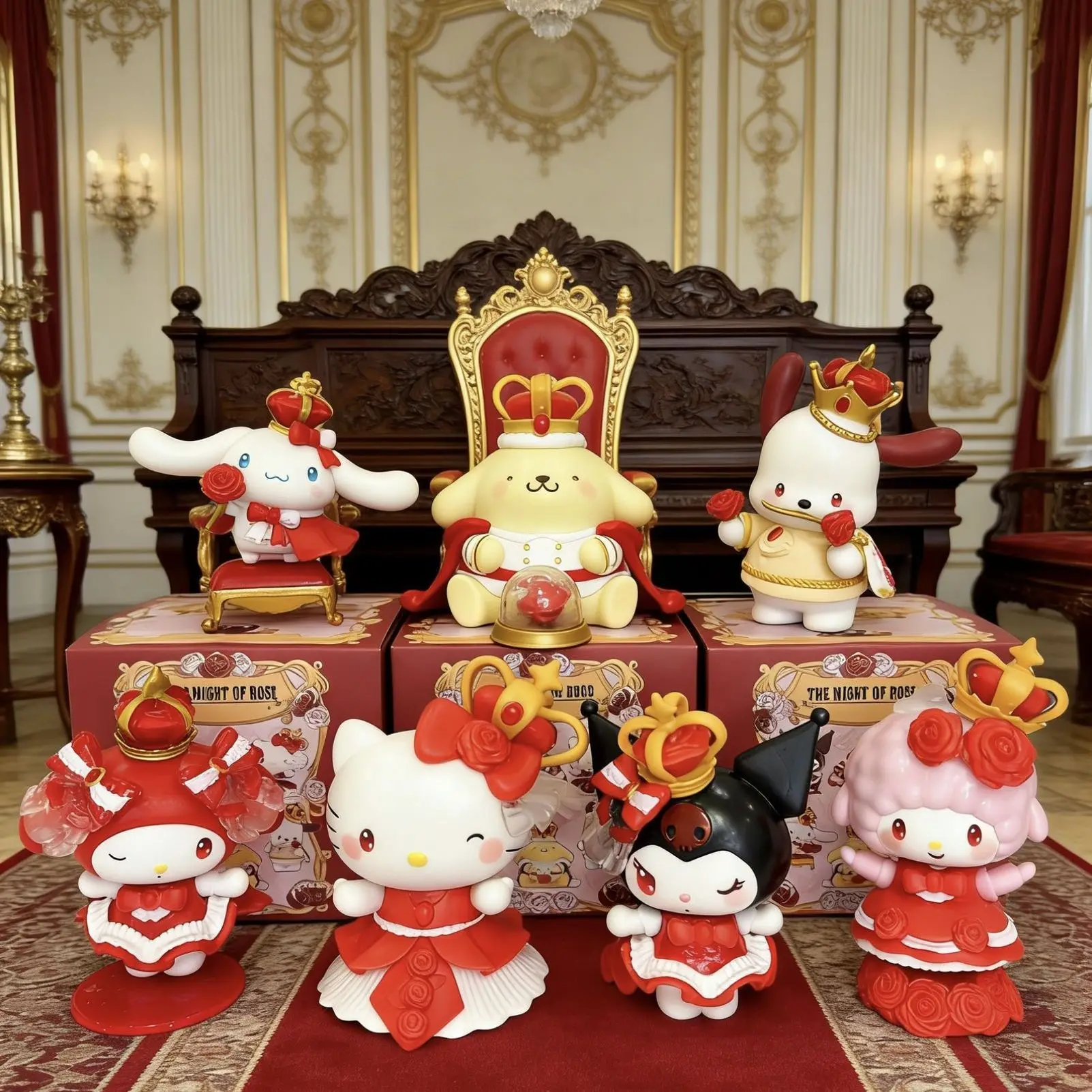Sanrio Series Hello Kitty Kuromi Melody Cinnamoroll Pachacco Pom Pom Purin Rose Date Anime Figure Desktop Ornament Anime Dolls