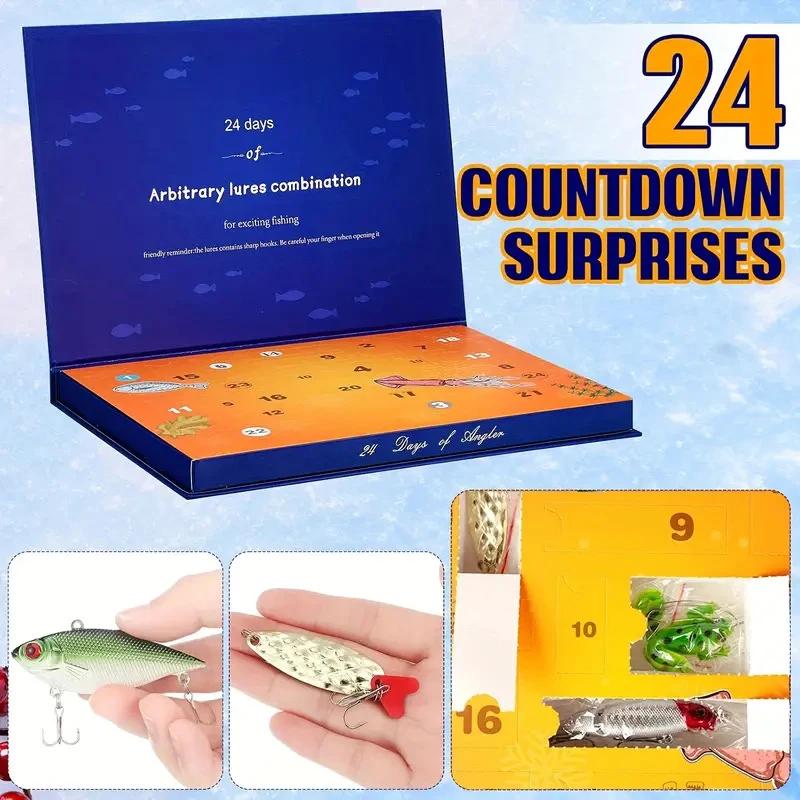 Advent Calendar Fishing Christmas Countdown - 24 Diverse Lures Set For Men & Boys - Quality Tackle For Freshwater