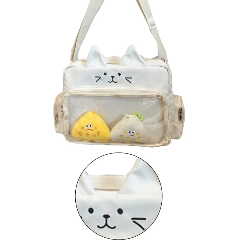 Ita Bag Nylon Crossbody Pack Cartoon Animal Themed Single Shoulder Bag Pin Display Handbag for Casual and Evening Wear