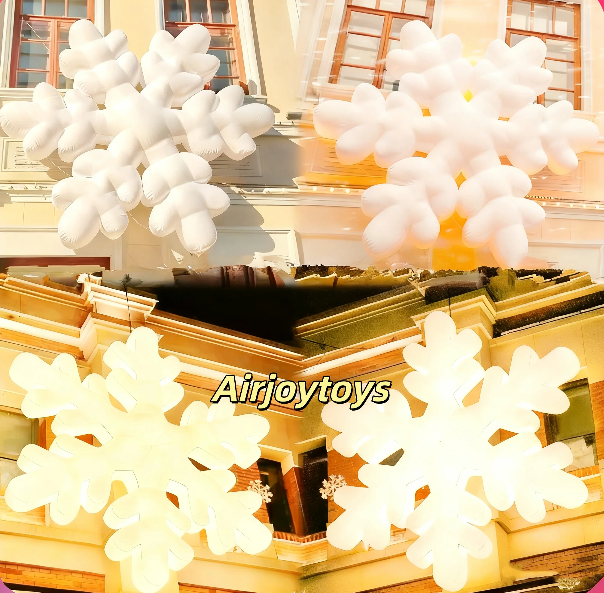 แม่พิมพ์ลมเป่ารูปเกล็ดหิมะ ไฟประดับคริสต์มาสแบบแขวน สำหรับตกแต่งห้างสรรพสินค้า ลานกลางแจ้ง บาร์ งานปาร์ตี้ งานอีเว้นท์ ทัวร์ พร็อพบนเวที