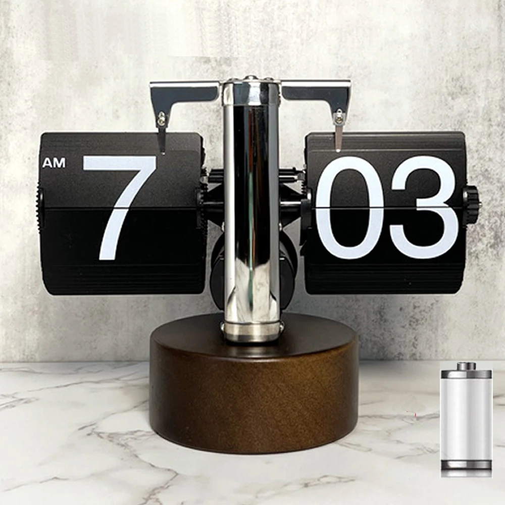 Nuevo reloj volteador automático con giro de página de hora. Completamente de sensación de tecnología. Para decoración del hogar. Batería incluida como regalo