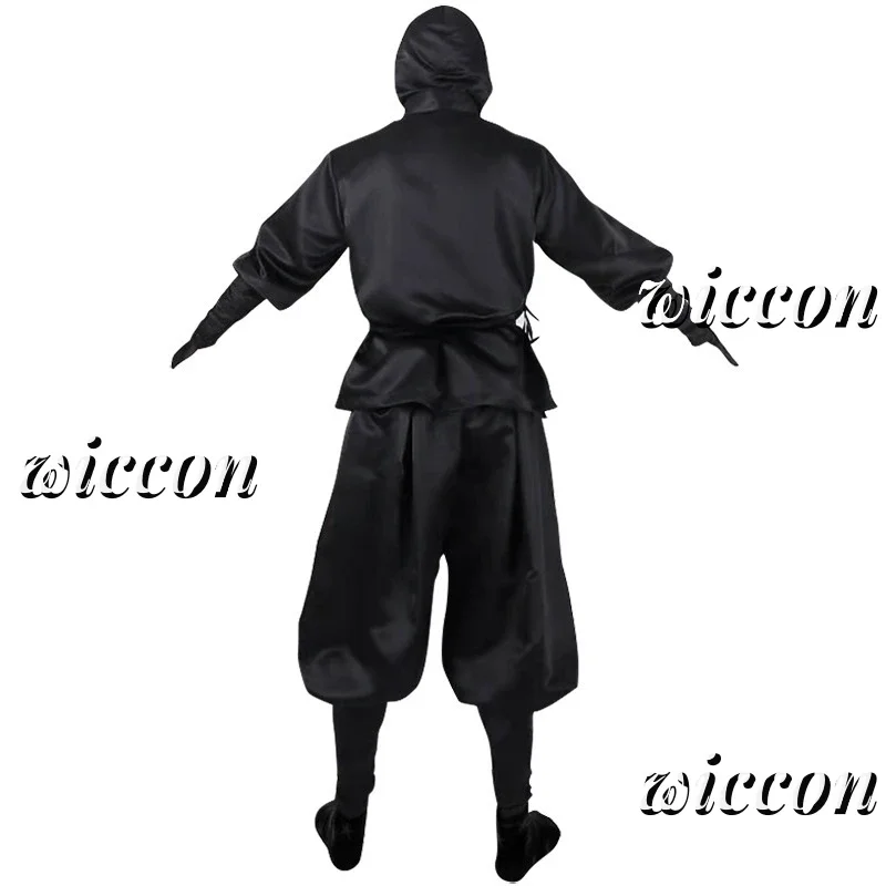 RT01 اليابانية النينجا تأثيري حلي الكبار الساموراي الخيال كيمونو مقنعين الأسود الزي الرسمي هالوين كرنفال حفلة البدلة * JK2