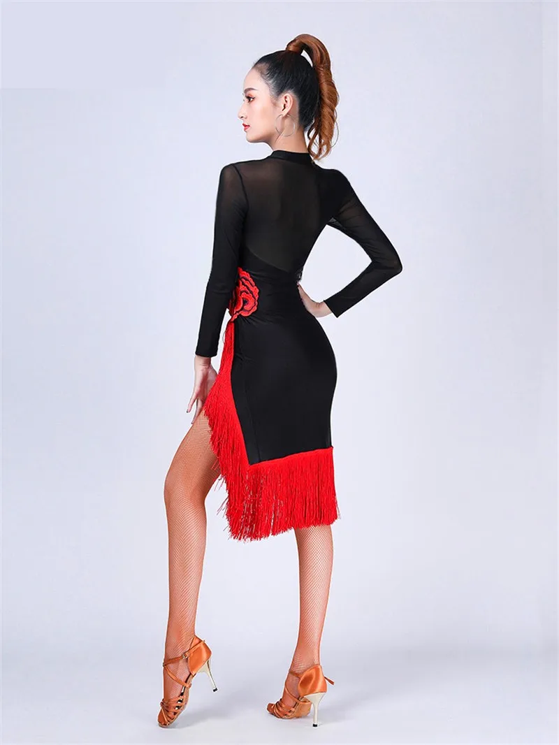 Vestido de baile latino para mujer adulta, traje de competición con borla larga, Ropa de baile, parte inferior, ropa de rendimiento, Sexy, nueva moda