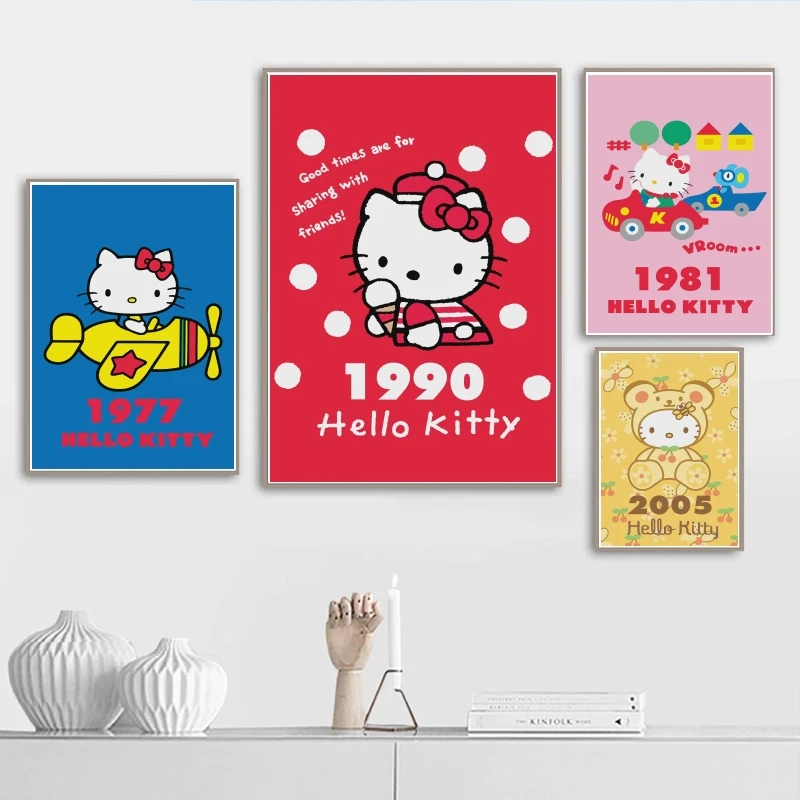 

Canvas Posters Sanrio Hello Kittys Modular Painting Decor Gifts Comics Pictures Hanging Decorative Kid Action Figures Classic