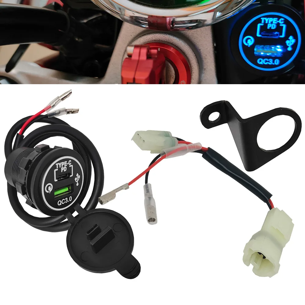 Fast Charger PD TYPE-C USB Port Kit w/Connector For Honda Monkey 125 Z125M Z125MA