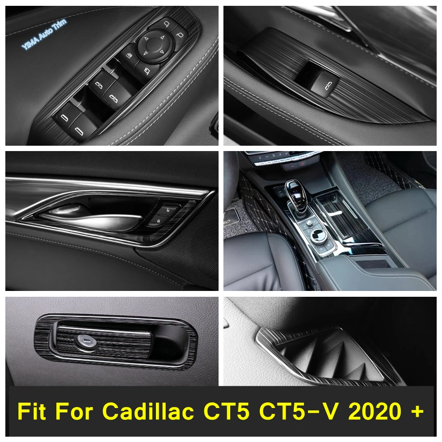 

Black Car Glass Switch / Door Handle Bowl / Glove Box / Air AC Outlet Accessories Cover Trim For Cadillac CT5 CT5-V 2020 - 2022