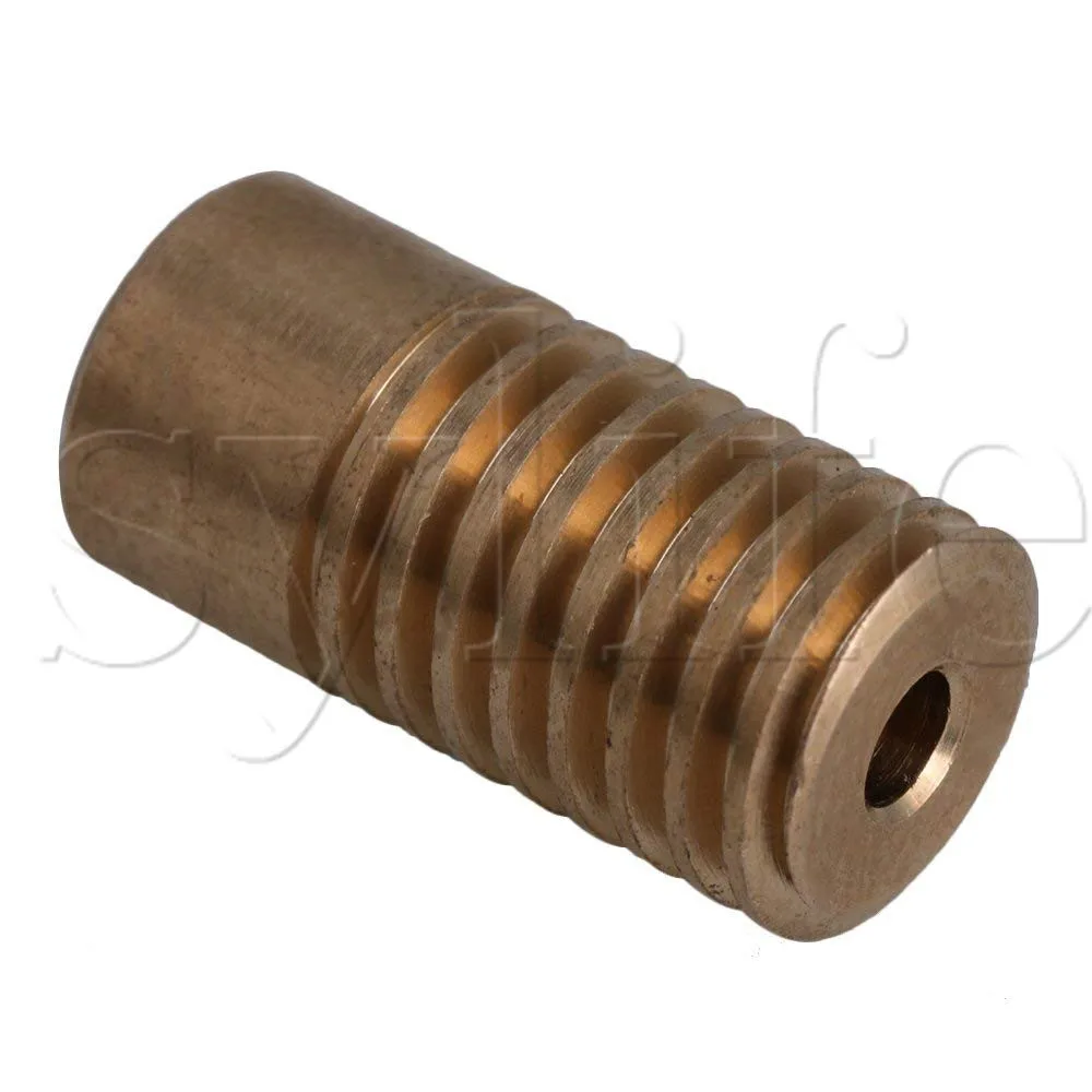 2x0.97x0.3MM Yellow 0.5 Modulus 0.3cm Hole Diameter Brass Worm Gear Shaft for Gear Wheel Driving