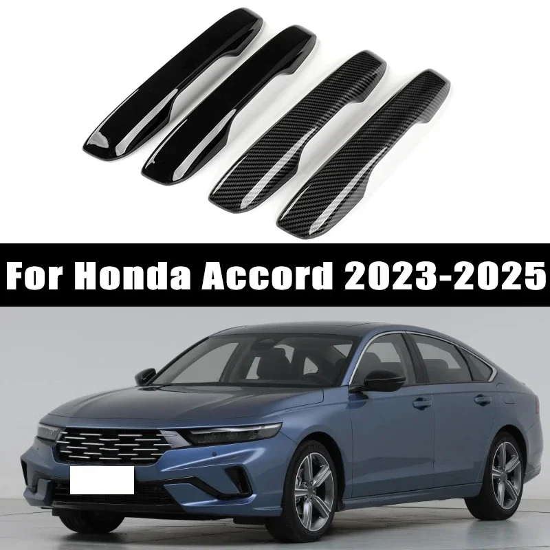 

4pcs Carbon Fiber Chrome Car Door Handle Cover Scratch Protective Accessories For Honda Accord 2023 2024 2025