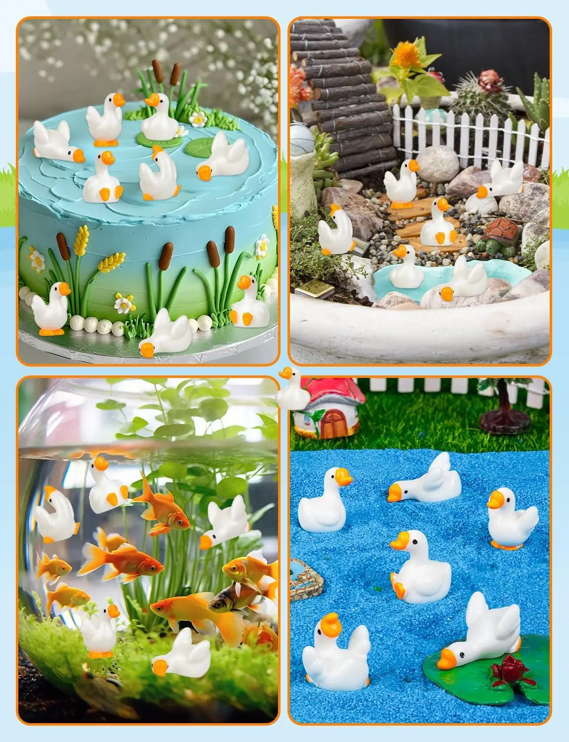 12 Stück Mini-Gänsefiguren aus Kunstharz, kleine Tierstatuen für Schreibtisch, Garten, Rasen, Hof, Mikrolandschaft, Aquarium, Topfpflanzen & D – Detail 3