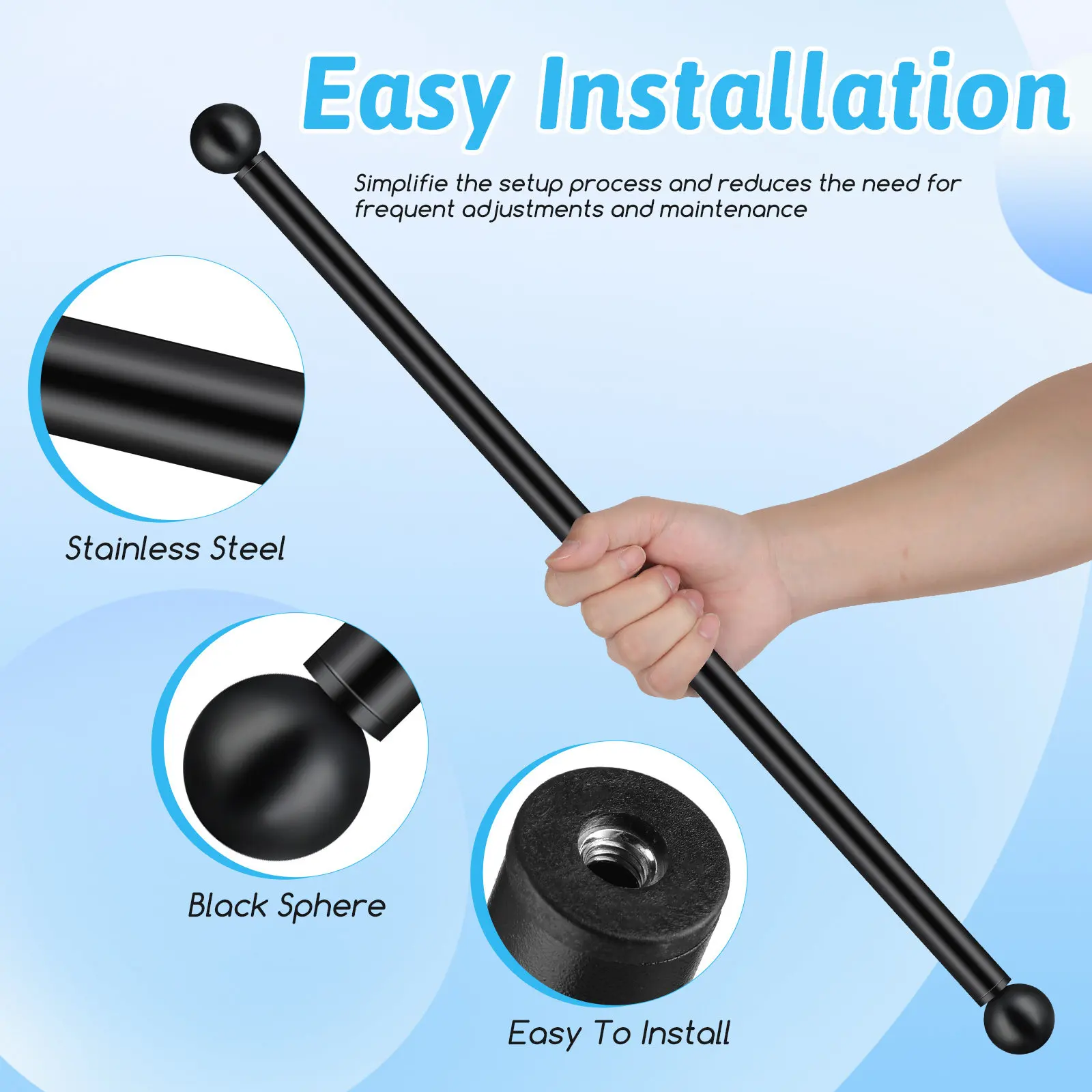 Outdoor Lamp Post Cross Arm Black Metal Adjustable Ladder Rest Heavy Duty Garden Light Pole Arm Bracket Rod Lighting Accessories view 6