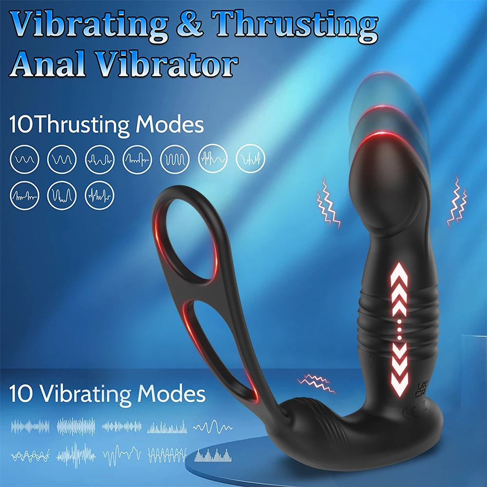 Vibrating Butt Plug Telescopic Prostate Massager Dual Cock Ring Sex Toys for Men Gay Anal Plug Bluetooth APP Vibrator for Adult