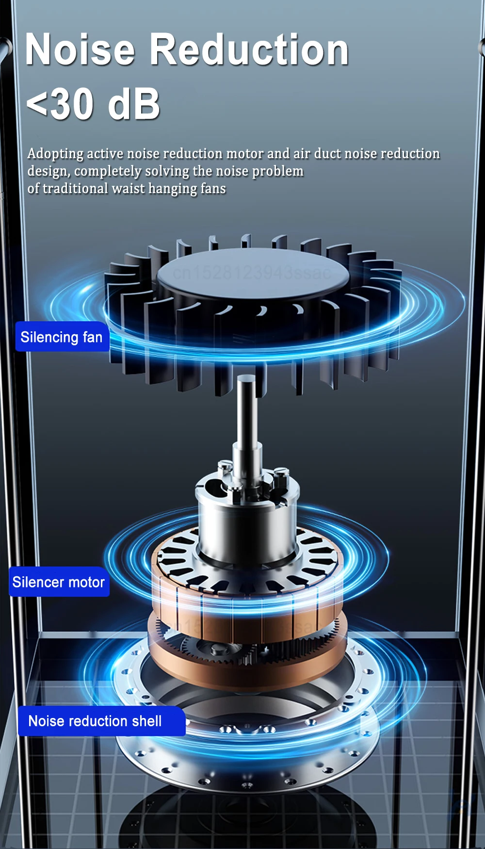 Tragbarer Taillen ventilator, Hemd ventilator wiederauf ladbare Geschwindigkeit leistungs starker Gürtel ventilator mit U/min persönlicher cooler Clip lüfter – Detail 8