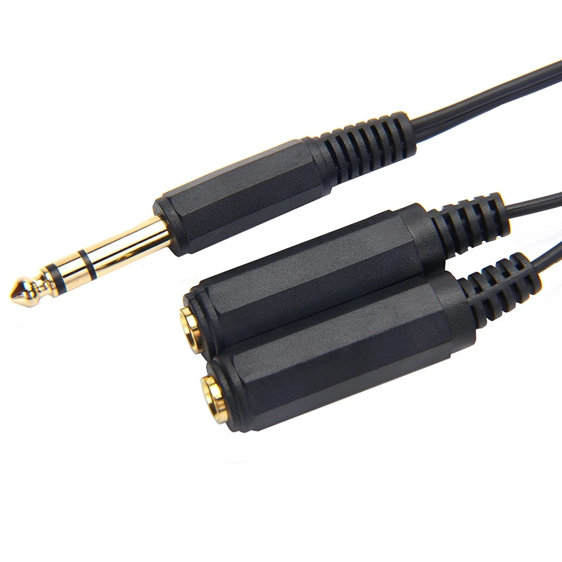 1 to 2 Stereo 6.35mm Audio Splitter Cable Male to Female Jack Plug Adapter Speaker Extend Cord Converter Audio Wire Cable