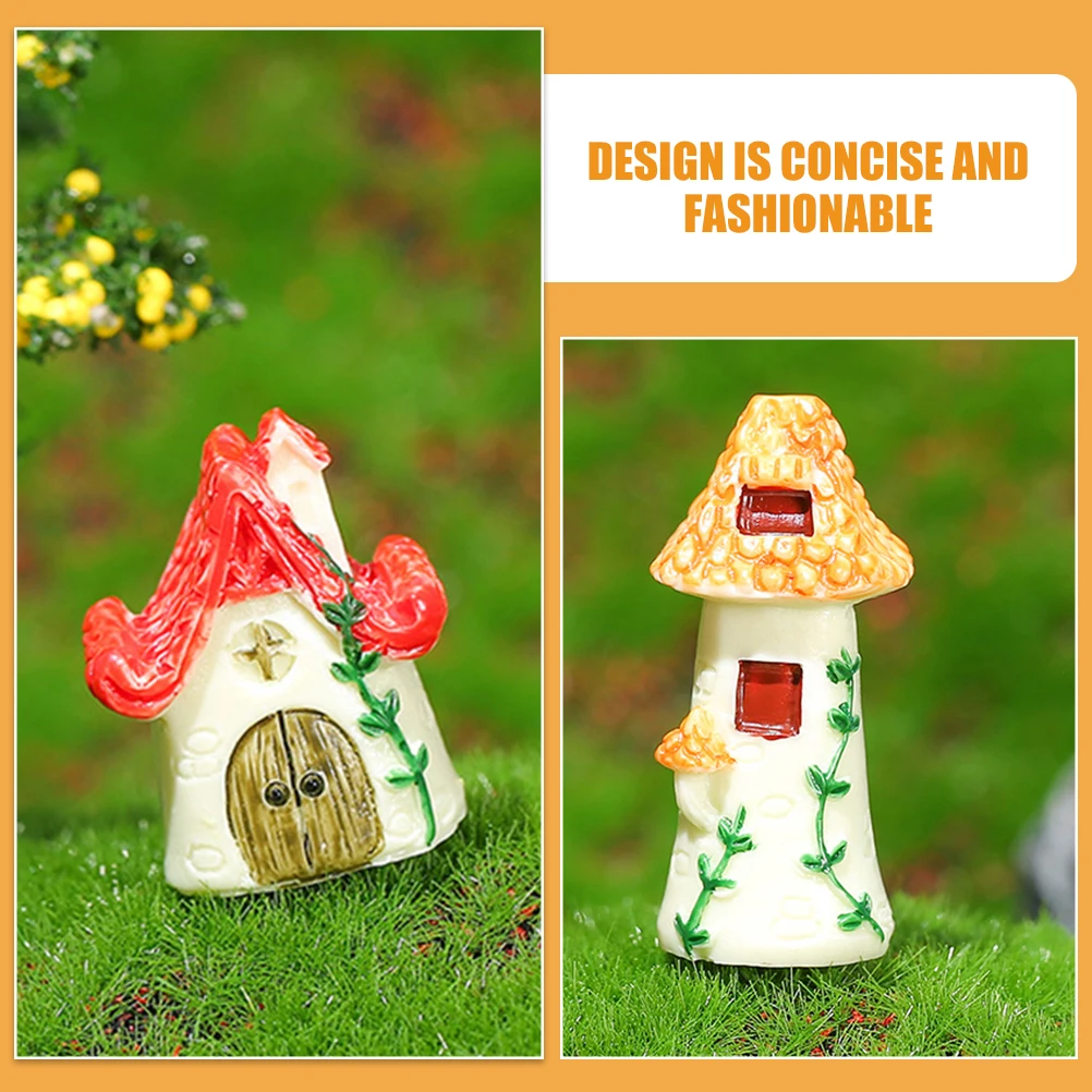 

6 Pcs Micro Landscape Decoration Tiny Houses Miniature Resin House Desktop Home Garden Yard Decor Ornament Crafts