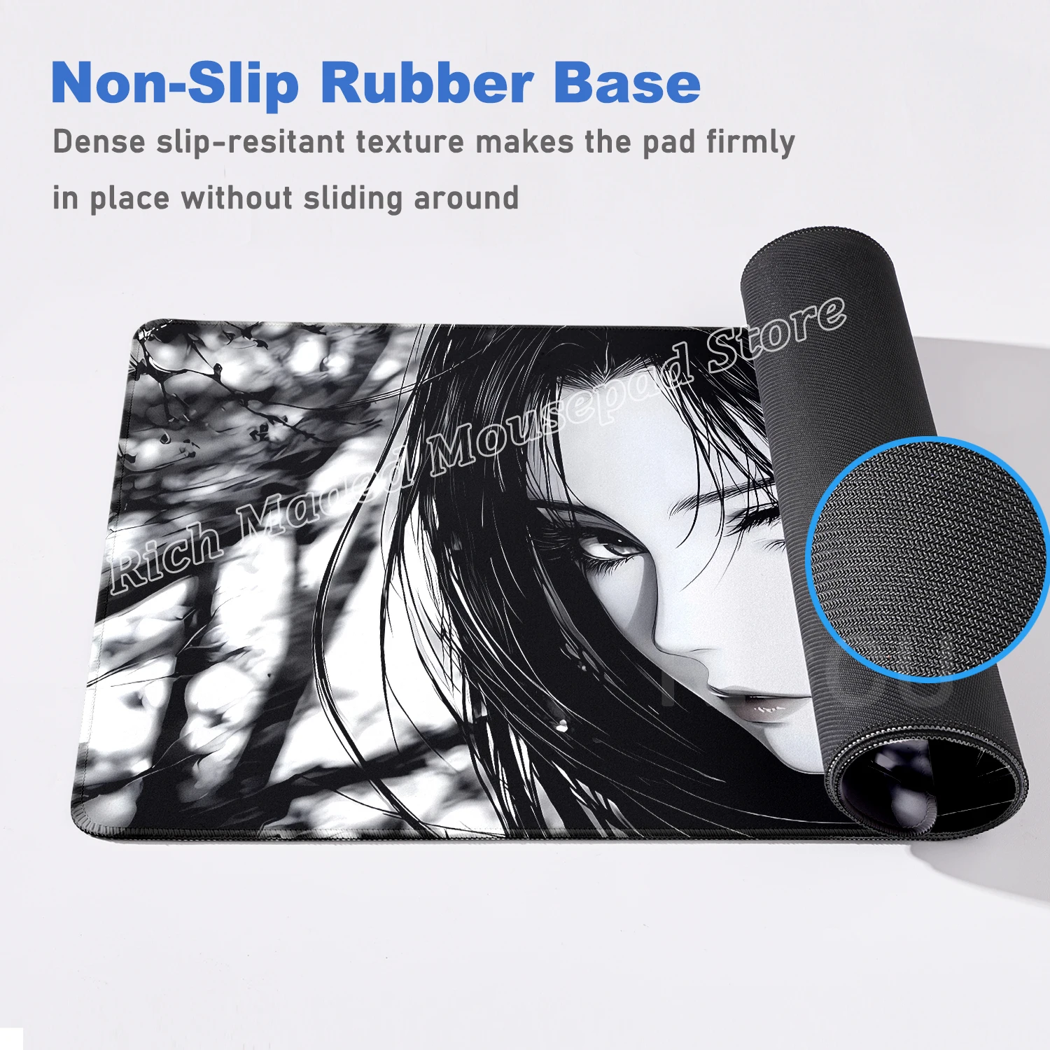 Gaming Black XXL Mouse Pad 900x400mm Kawaii Anime Girl Mousepad Gamer Large Non-Slip Computer Keyboard Mouse Mat Cute Desk Mat