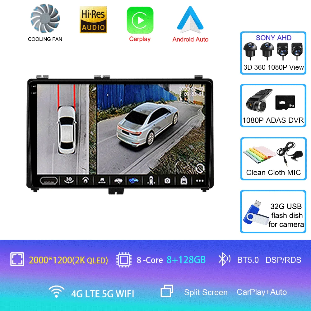 Android 16 voor Toyota Corolla Auris 2017 2018 Carplay Auto GPS Navigatie Autoradio DSP Head Unit BT Videospeler 2 Din Stereo