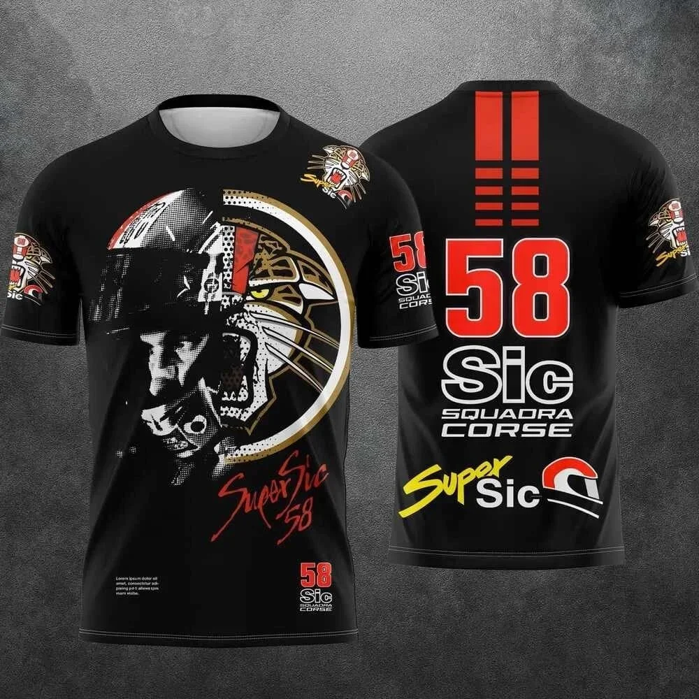2026 Super Sic # 58 Marco Simoncelli Motorrad-Print Kurzarm-T-Shirt für Eltern und Kinder, lässige Sommer-T-Shirts, Familien-Partnerlook – Detail 4