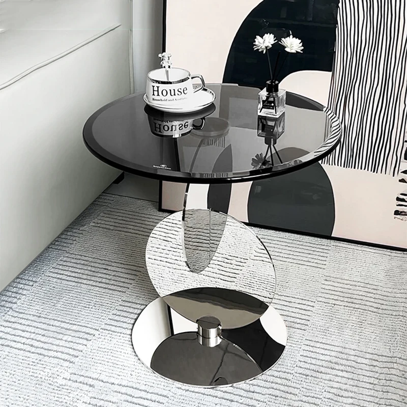 

Transparent Standing Coffee Table Luxury Designer Minimalist Simple Coffee Table Metal Glass Mesa Auxiliar Postmodern Furniture