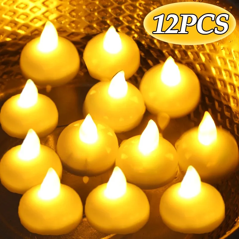 LED Floating Candle Light Battery Powered Flameless Candles Waterproof Float on Water Tealights Christmas Wedding Party Decor