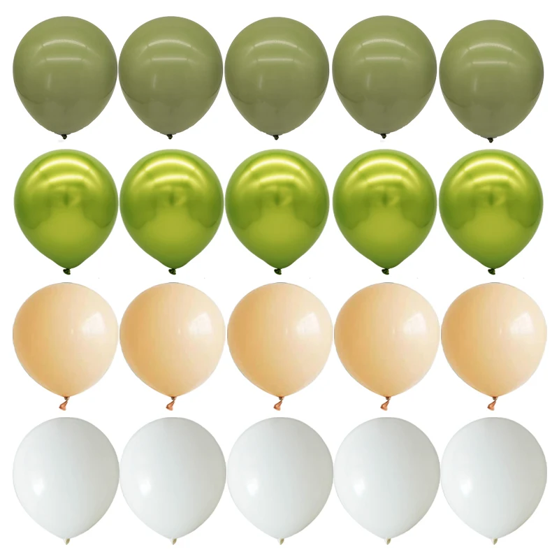 40pcs 10inch Avocado Green Skin Color Latex Balloons Baby Shower Wedding Decoration Metallic Gold Globos Birthday Party Supplies