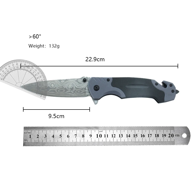 Stainless Steel Folding Knife Pocket Defense Pocket Knife Outdoor Damascus Pattern Tactical Survival Knife Camping Folding Knife