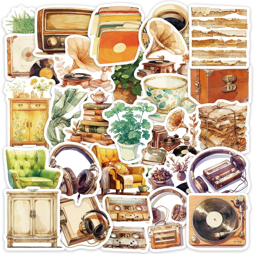 

30PCS/Bag Retro Coffee Series Sticker Pack Exquisite Hand Account Material Phone Case Laptop Luggage Bottle Waterproof Stickers