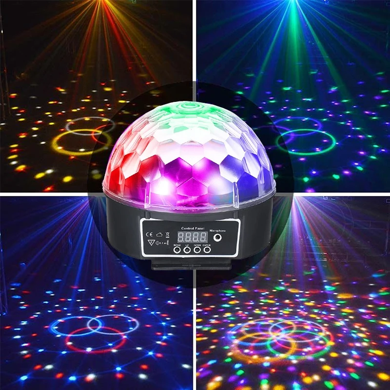 6 Colors LED Disco Ball DMX Crystal Magic Ball Stage Lighting Effect DJ Party KTV Christmas Sound Activated Light With Remote