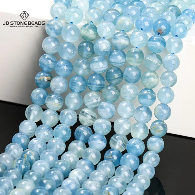 5A Natural Stone Blue Calcite Beads 6 8 10mm Pick Size Fine Gemstone Bead For Jewelry Making Diy Necklace Bracelet Accessory