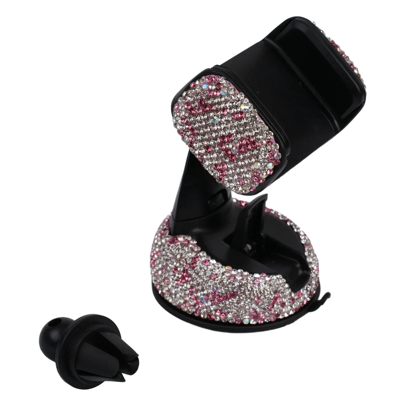 

Mobile Phone Holder Mount Pink Plastic Rhinestones Stand ABS Stylish Accessories Dashboard Interior Adjustable