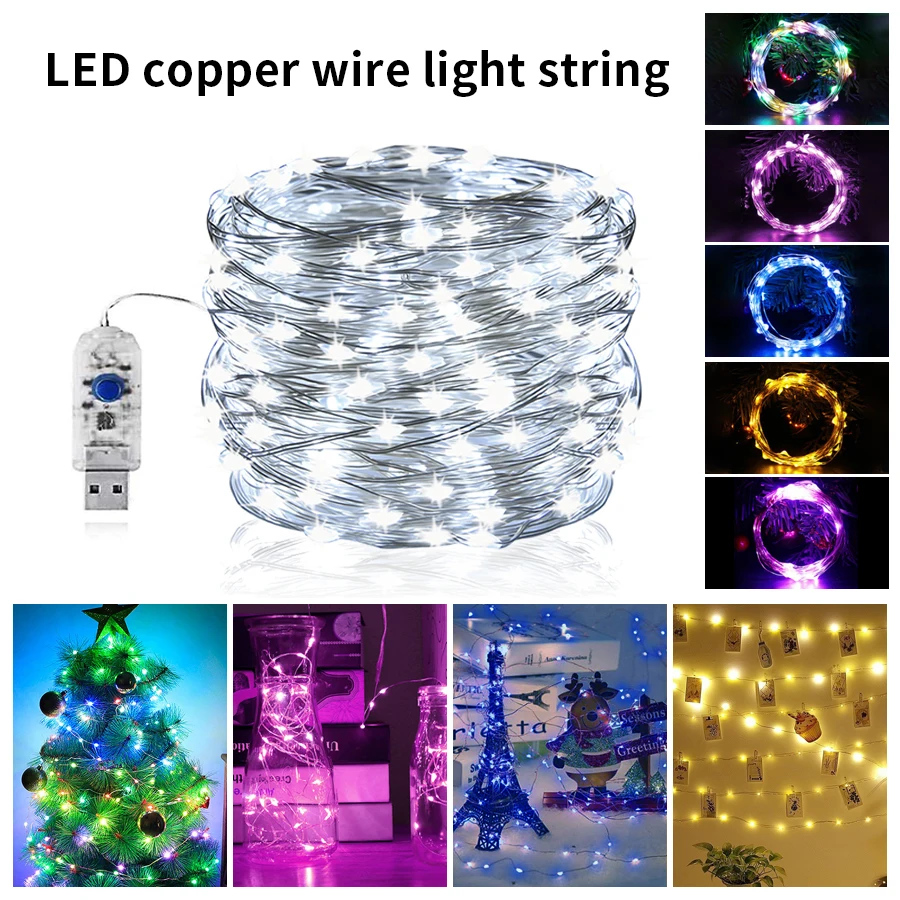 Fairy Light String USB LED Copper Wire String Light 5V 10M DIY Decoration Lights For Bedroom Garden Party Wedding