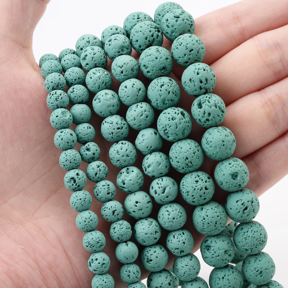 Multicolor Lava Stone Beads Natural Round Volcanic Rock Loose Spacer Beads for Jewelry Making DIY Bracelet Necklace 4 -12mm